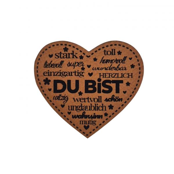 Kunstleder Label Du bist wertvoll (Braun/Schwarz)